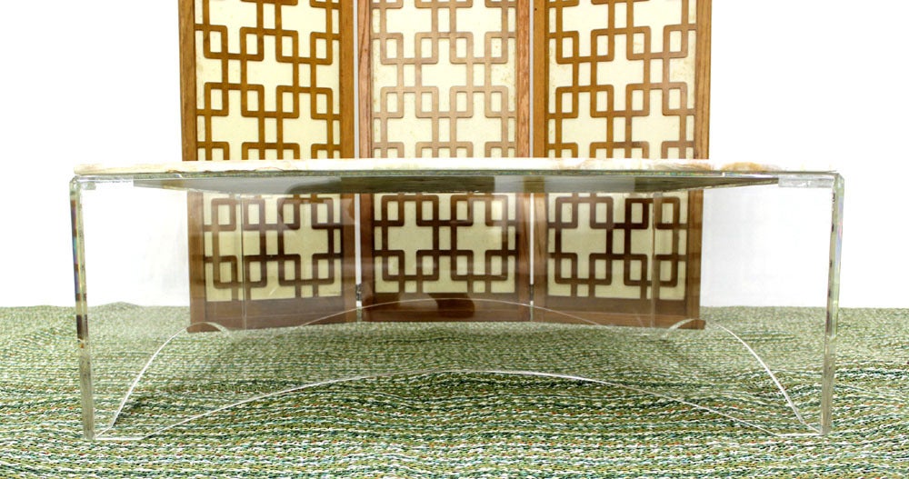 Very nice c.1970's lucite base onyx top coffee table