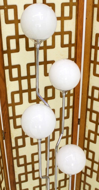 Mid-Century Modern Chrome, Four Glass Globes Floor Lamp