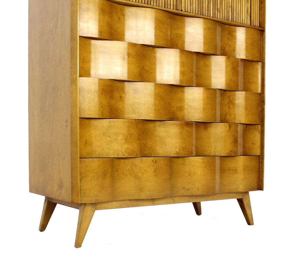Swedish Modern Solid Birch High Chest or Dresser by Edmond Spence 1
