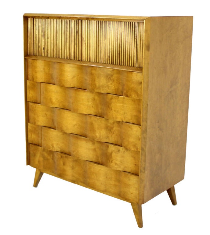 Swedish Modern Solid Birch High Chest or Dresser by Edmond Spence 4
