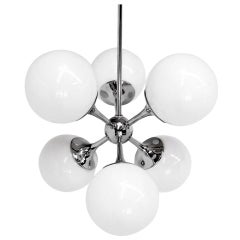 Chrome Glass Mid Century Modern Ball Shades Sputnik Style Light Fixture