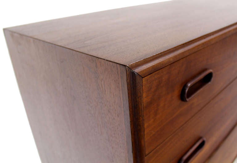 20th Century Danish Mid Century Modern Teak 3 Drawer Teak Bachelor Chest Dresser Cabinet