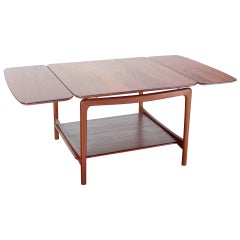 Dänisches Mid Century Modern Quadrat Massiv Teakholz  Drop Leaf Coffee Beistelltisch MINT!