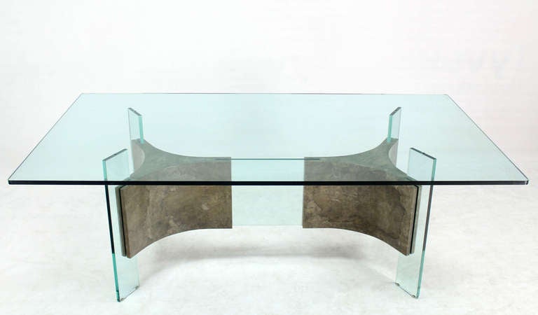 Mid-Century Modern Glass-Top and Base Dining or Conference Table 4