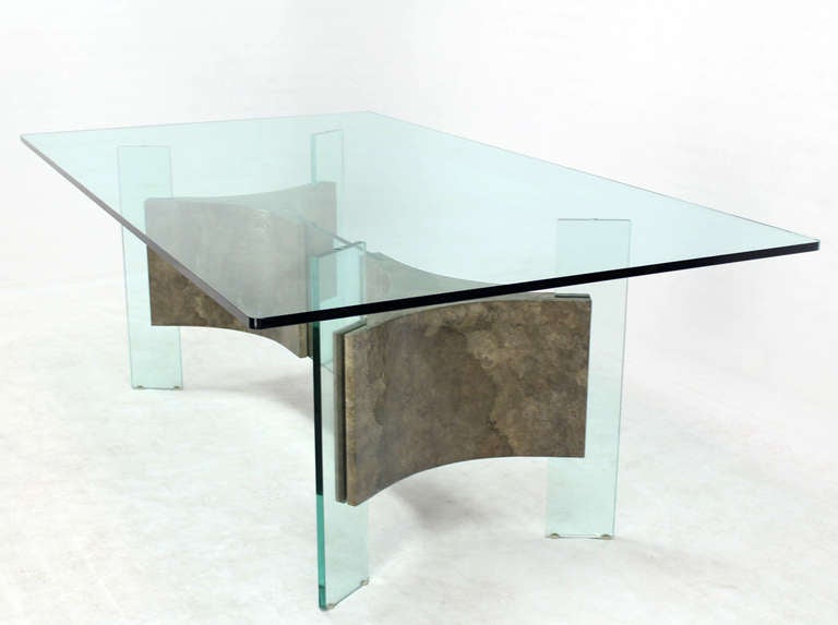 Mid-Century Modern Glass-Top and Base Dining or Conference Table 5