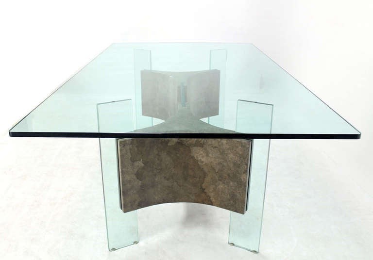 Mid-Century Modern Glass-Top and Base Dining or Conference Table 1