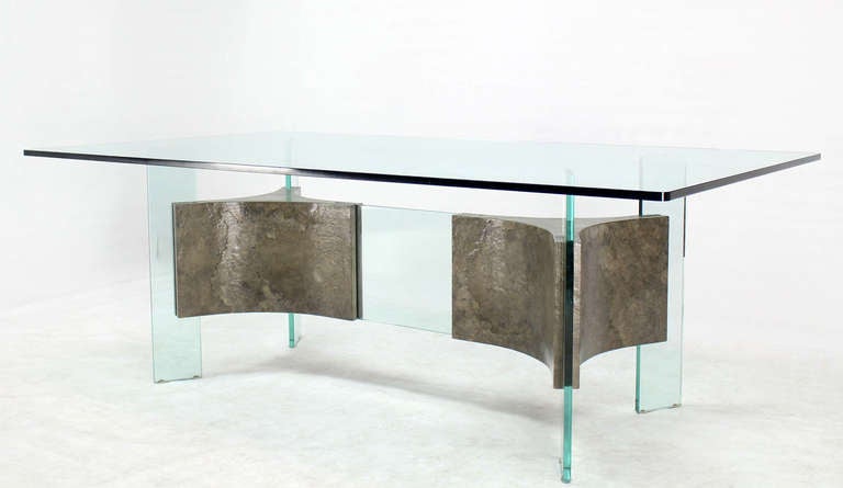 Mid-Century Modern Glass-Top and Base Dining or Conference Table 2