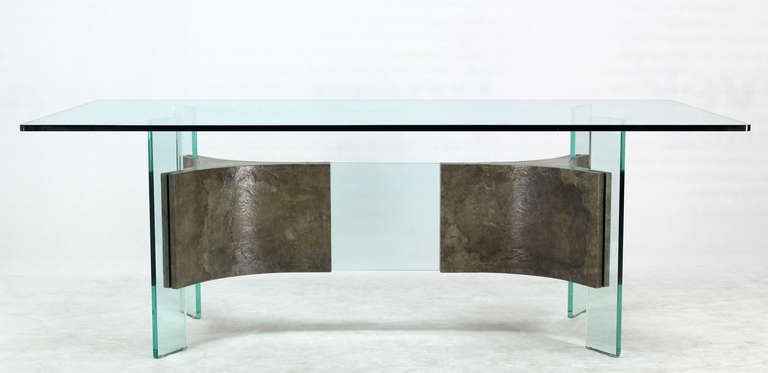Mid-Century Modern Glass-Top and Base Dining or Conference Table 3