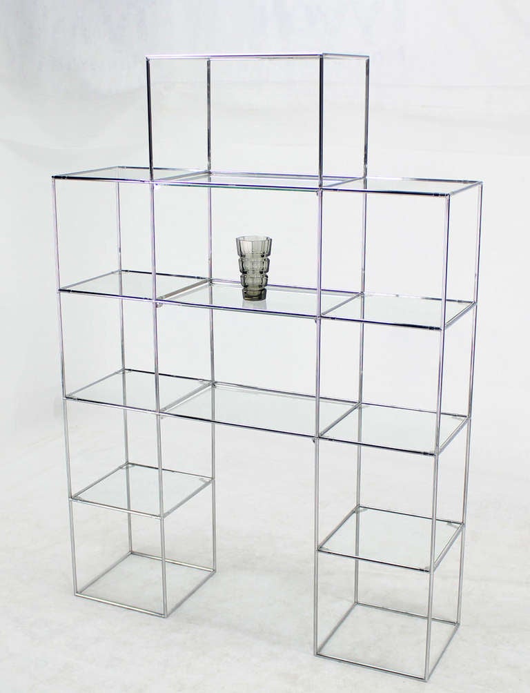 Chrome and Glass Mid-Century Modern Etagere Display Shelves In Excellent Condition In Rockaway, NJ