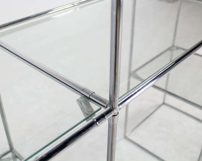 Late 20th Century Chrome and Glass Mid-Century Modern Etagere Display Shelves