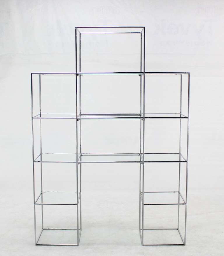 Chrome and Glass Mid-Century Modern Etagere Display Shelves 5