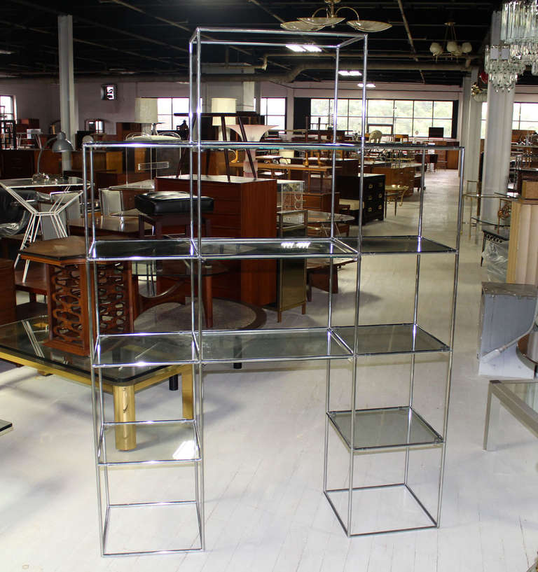 Unknown Chrome and Glass Mid-Century Modern Etagere Display Shelves