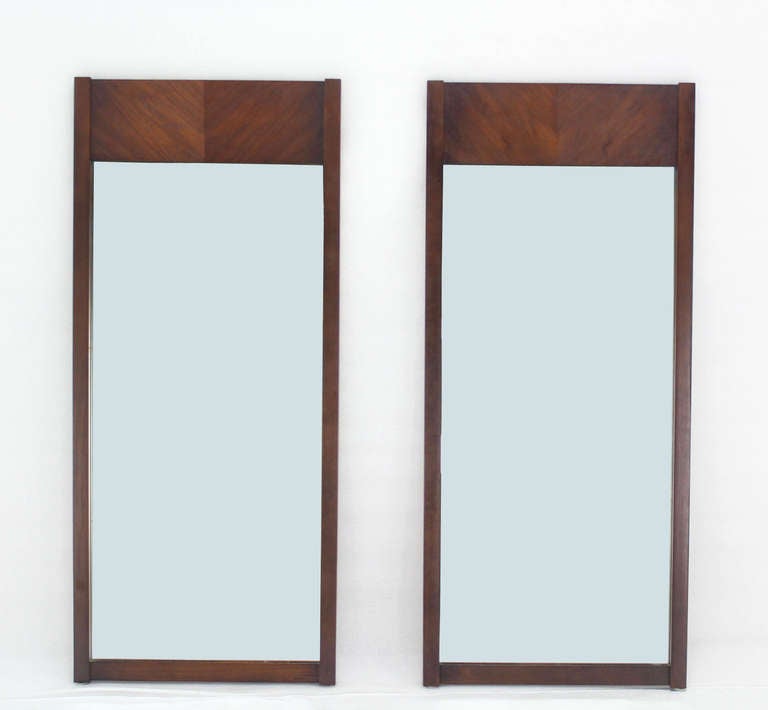 Pair of Nice Mid Century Modern Walnut Wall Mirrors.