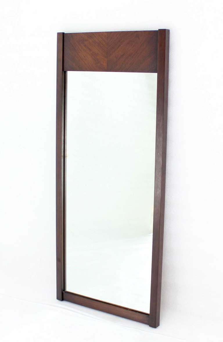 Pair of Mid-Century Modern Walnut Wall Mirrors In Excellent Condition In Rockaway, NJ