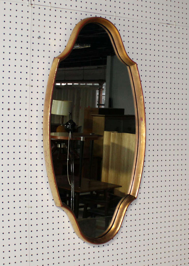 Vintage Compost Figural Wall Mirror in Gold and Red Frame, circa 1960s 2