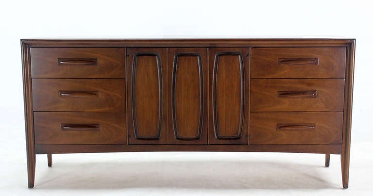 Mid-20th Century Mid-Century Modern Long Walnut Credenza Dresser