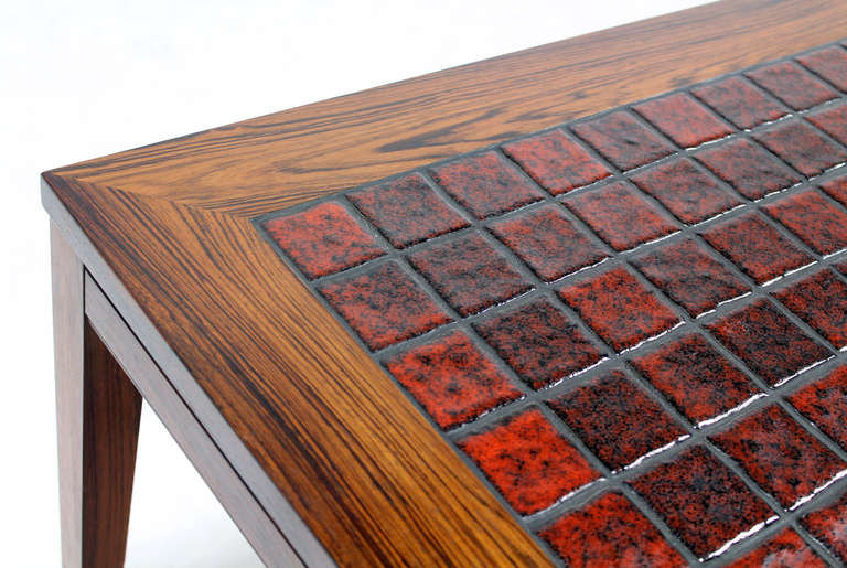 Late 20th Century Mid-Century Danish Modern Square Rosewood and Tile-Top End or Side Table