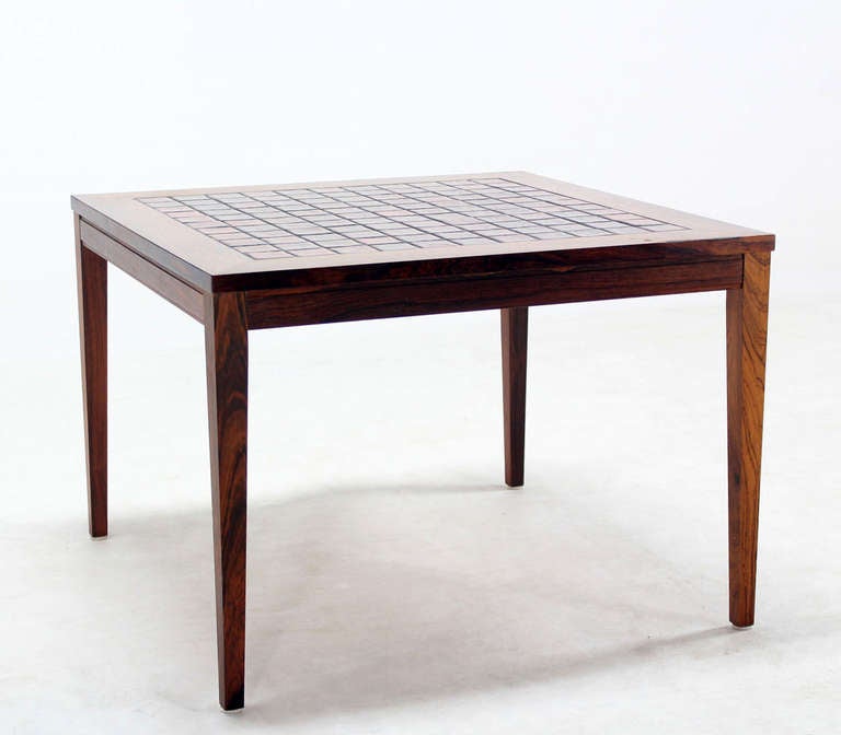 Mid-Century Danish Modern Square Rosewood and Tile-Top End or Side Table 1