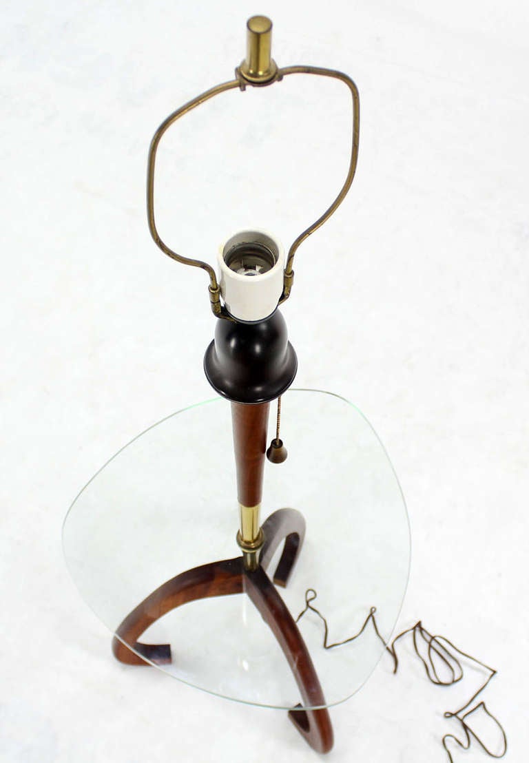 Mid-20th Century Mid-Century Modern Floor Lamp with Glass Table and Walnut Base Pearsall
