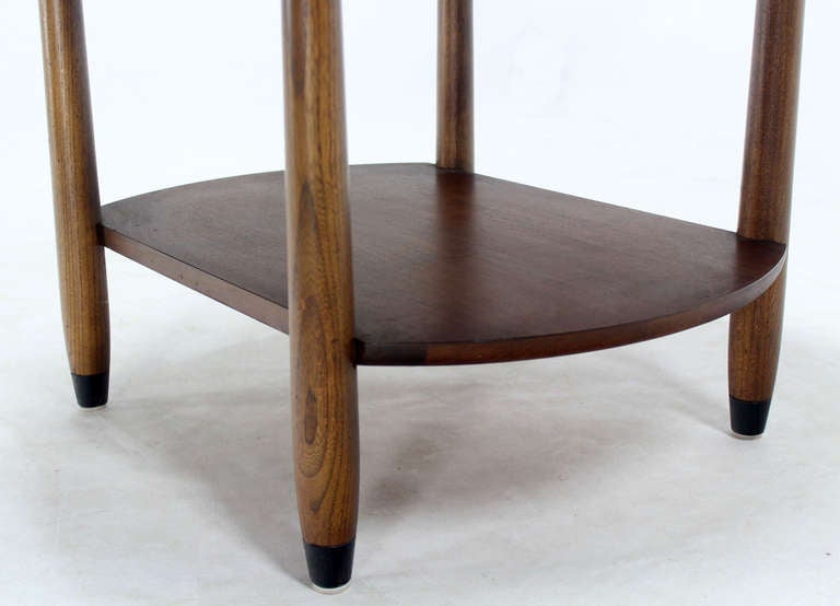 Mid-20th Century Mid-Century Modern Round Walnut Tile-Top End or Side Table