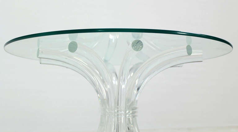 Mid-Century Modern Lucite Sunburst Base with Round Glass-Top Center Table 3