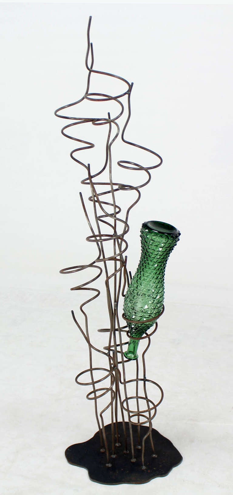 Mid-Century Modern Wrought Iron Sculptural Wine Tree Rack