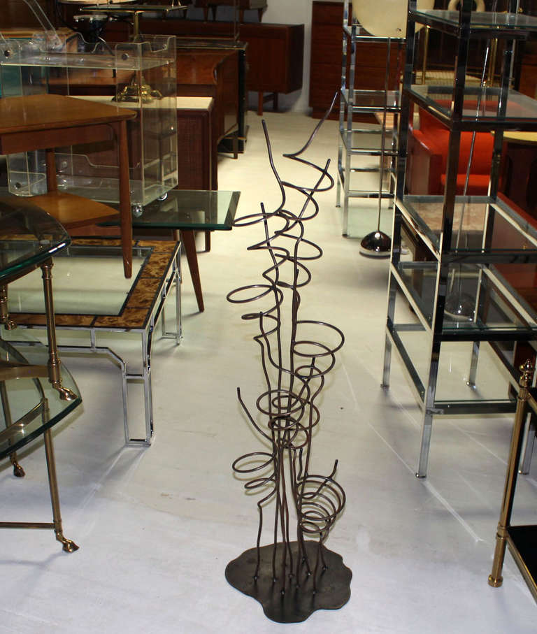 20th Century Wrought Iron Sculptural Wine Tree Rack