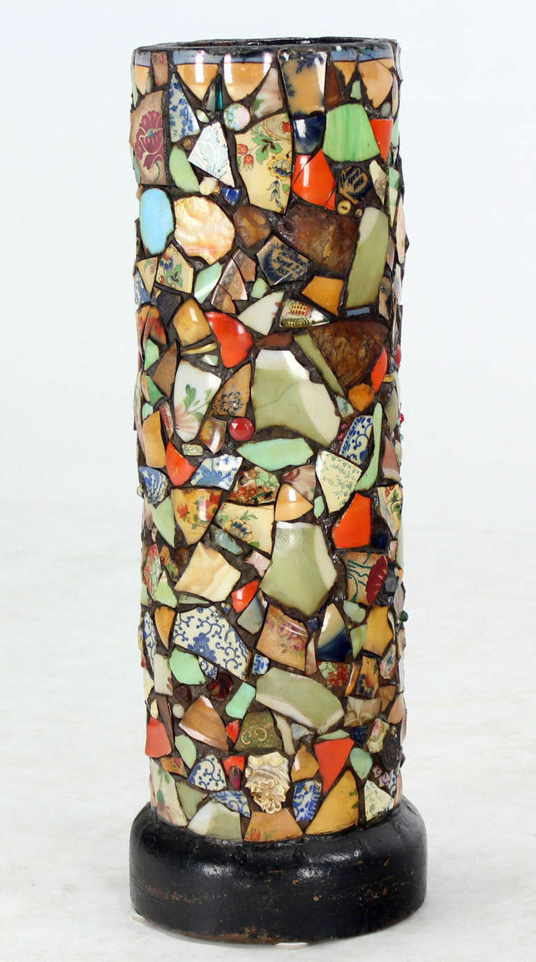Late 20th Century Mosaic Heavy Pottery Cane or Umbrella Stand