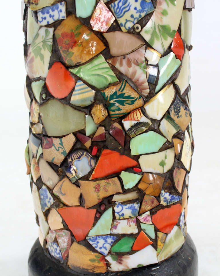 Mosaic Heavy Pottery Cane or Umbrella Stand In Excellent Condition In Rockaway, NJ