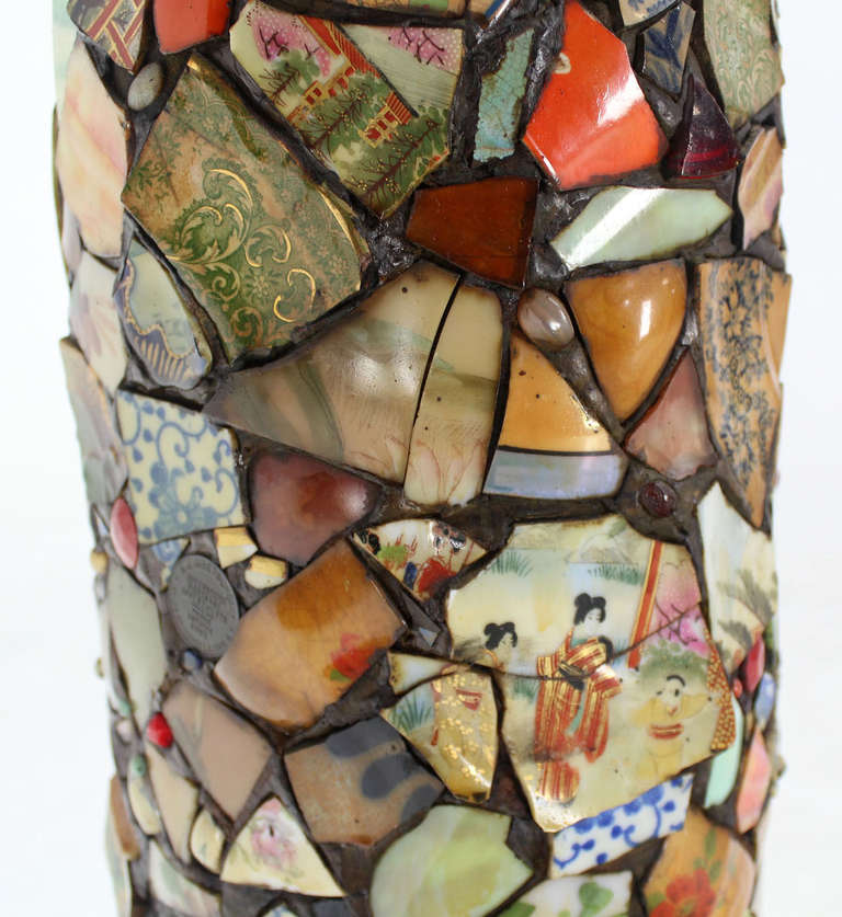 Ceramic Mosaic Heavy Pottery Cane or Umbrella Stand