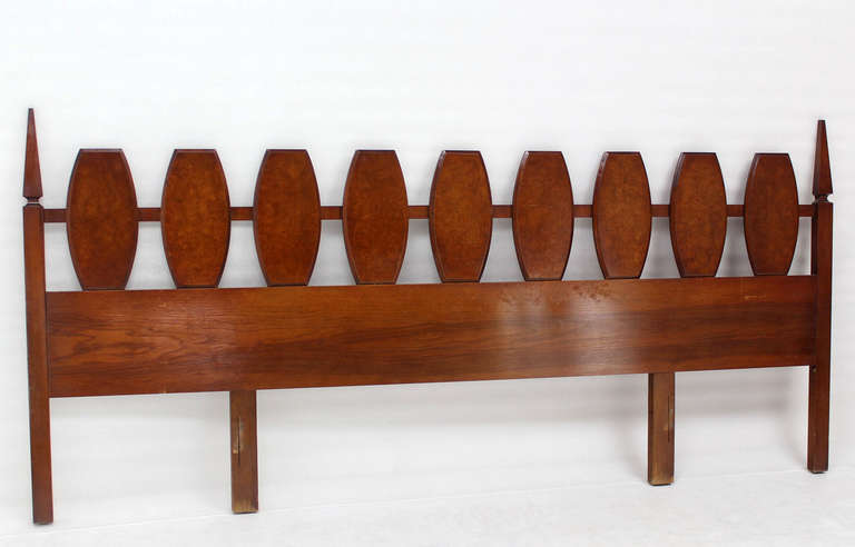 Late 20th Century Mid Century Modern Walnut King Size Burlwood Headboard 102 Inches Long