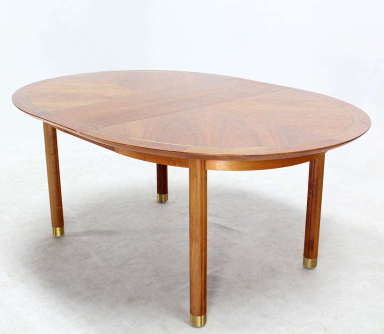 Baker Mid-Century Modern Walnut Oval Dining Table with One Leaf 2