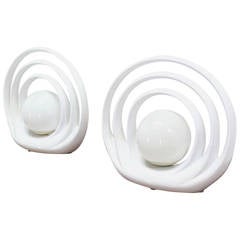 Pair of Mid-Century Modern Circular Table Lamps