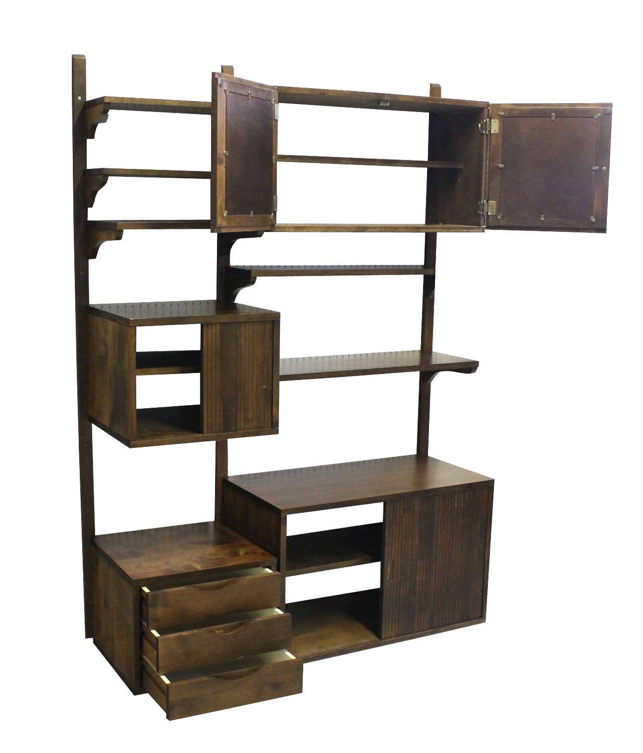modern walnut shelving unit