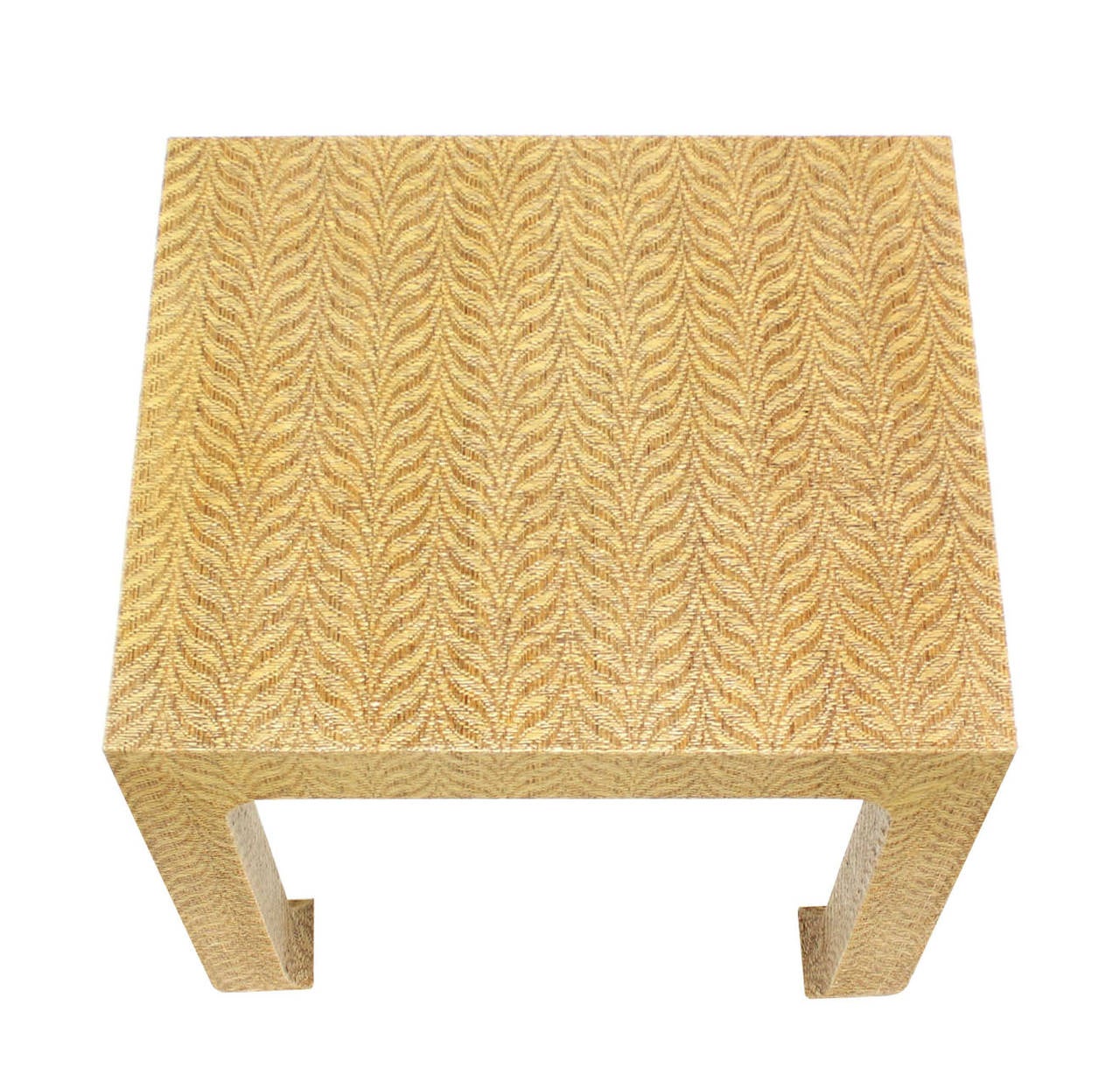 Lacquered Rectangle Grass Cloth Side Table