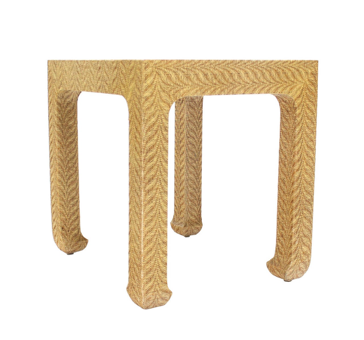 American Rectangle Grass Cloth Side Table