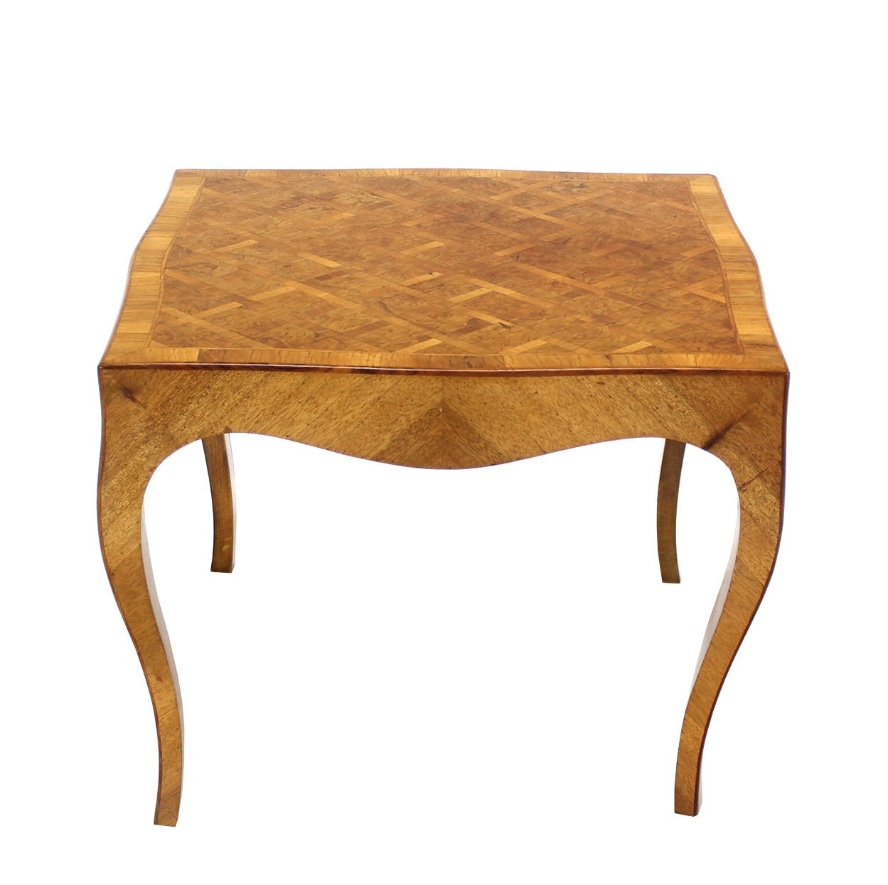 Mid-Century Modern Italian Burl Parquet-Top Square Side or Coffee Table