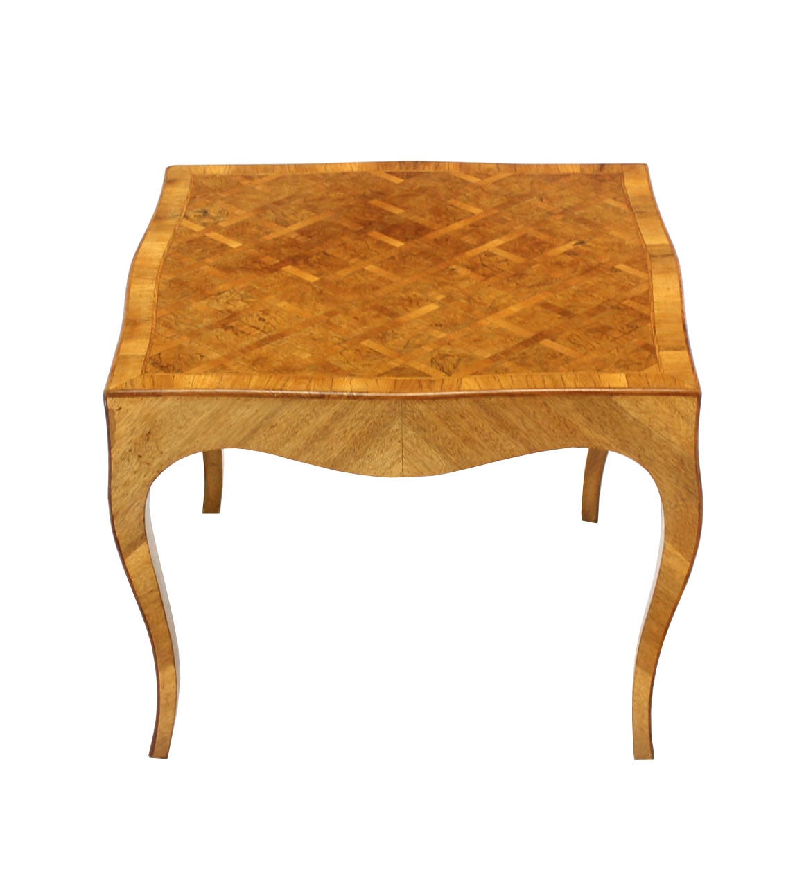 Italian Burl Parquet-Top Square Side or Coffee Table 1