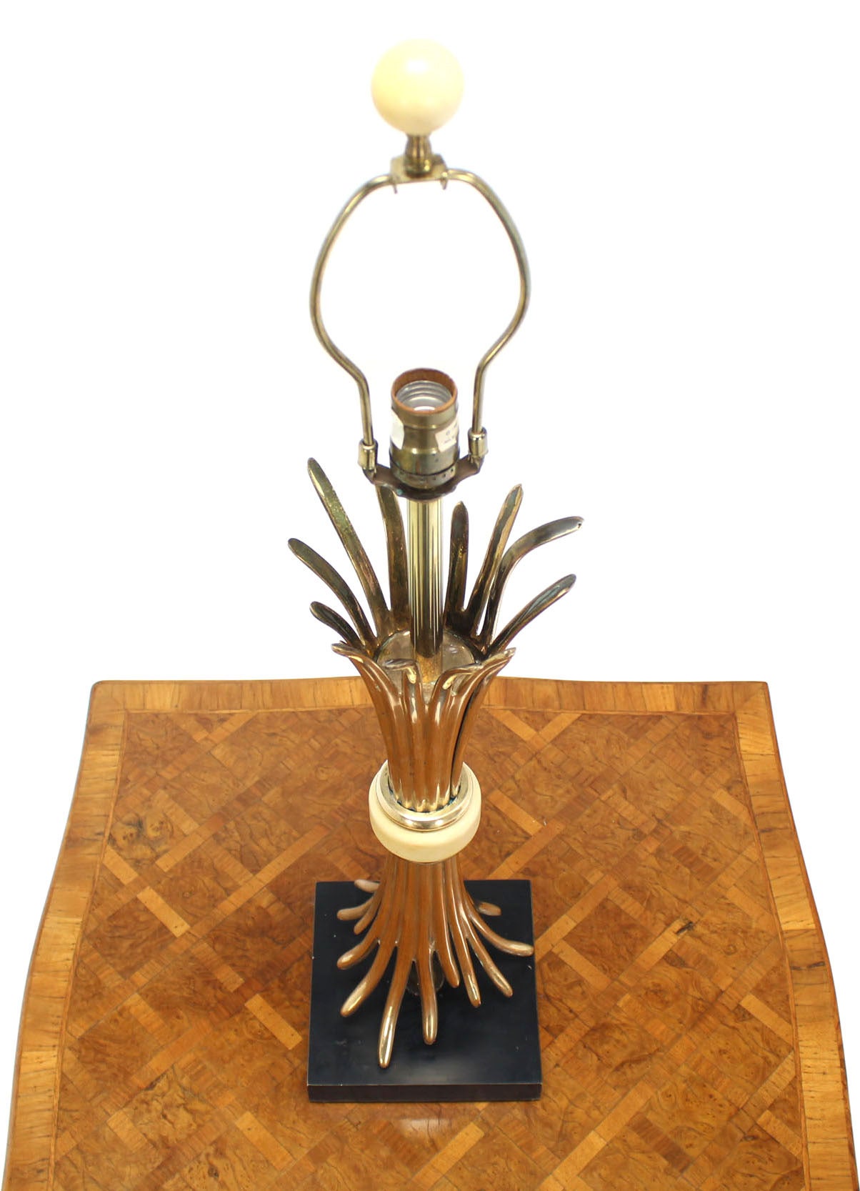 Gold or Brass Wheat Sheaf Base Table Lamp by Chapman 2