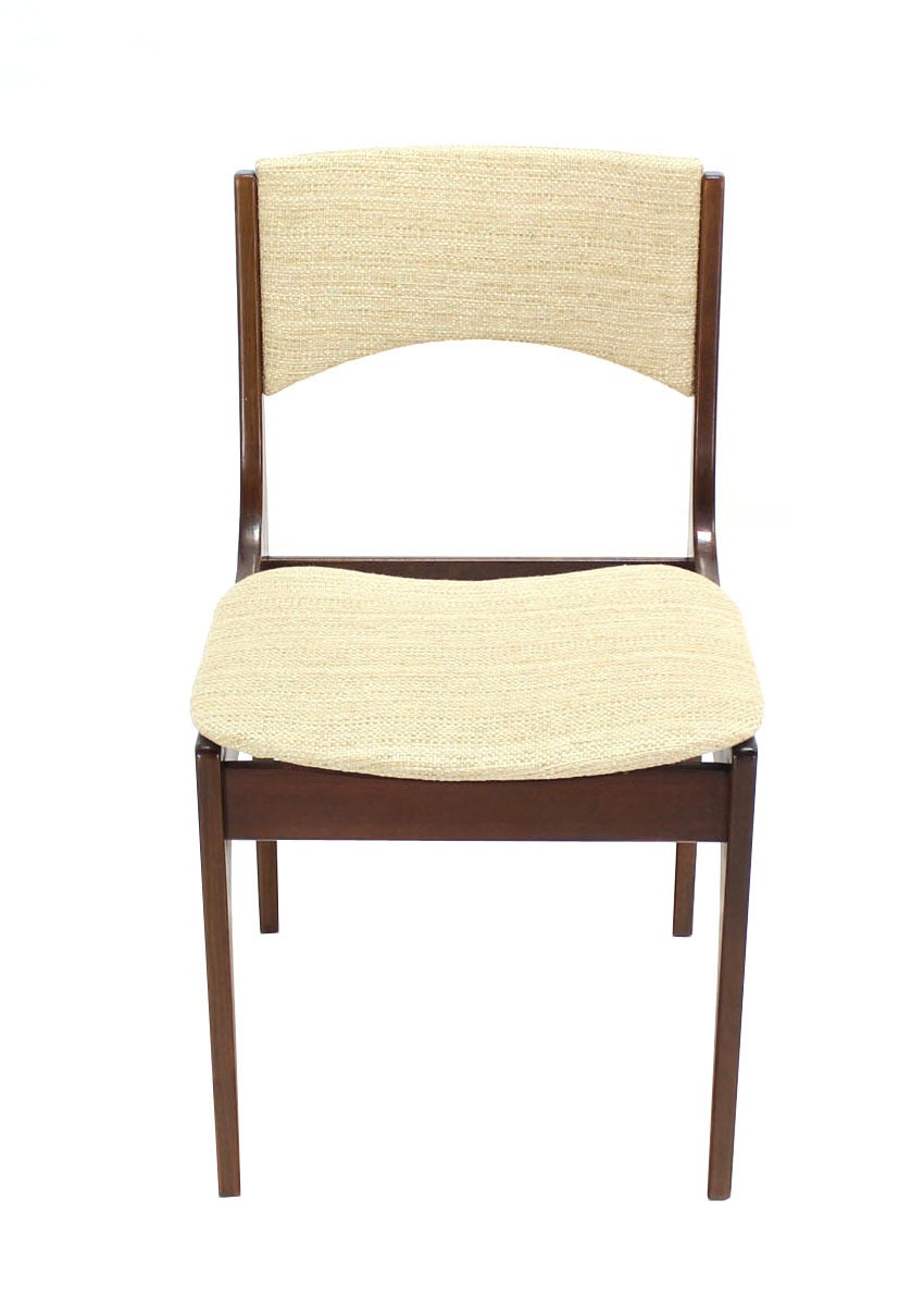 Set of Six Italian Modern Dining Chairs with New Upholstery In Excellent Condition In Rockaway, NJ