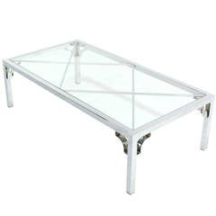 Chrome X-Base Glass-Top Coffee Table