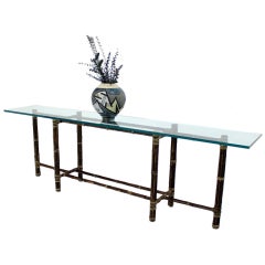 McGuire 8' Long Bamboo Glass Top Console Table