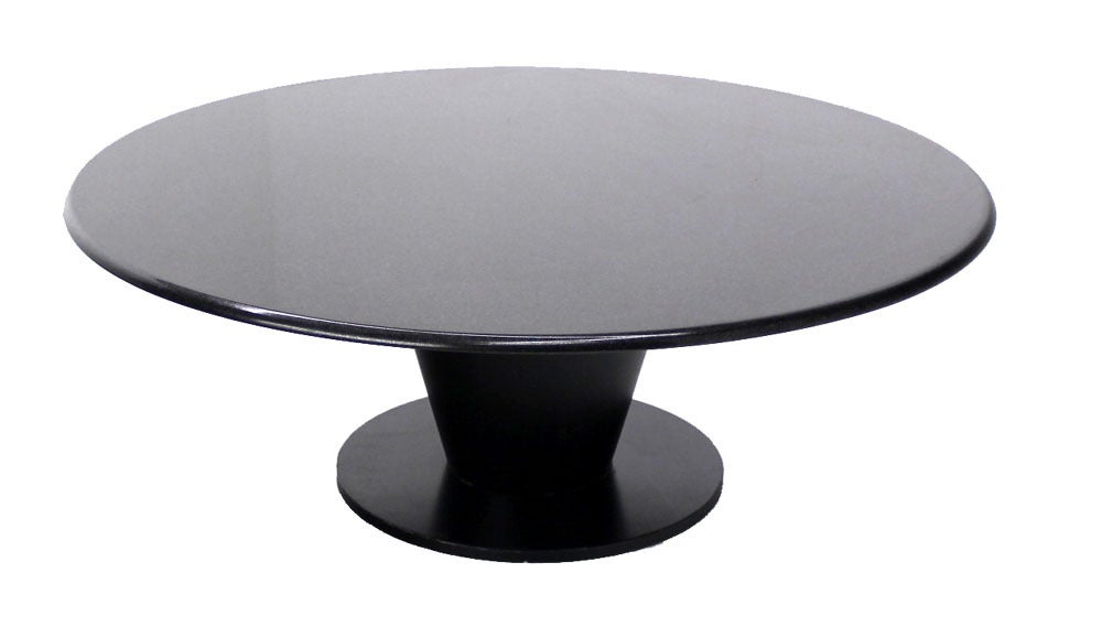 20th Century Apollo Woodworking Large Round Black Granite Coffee Table