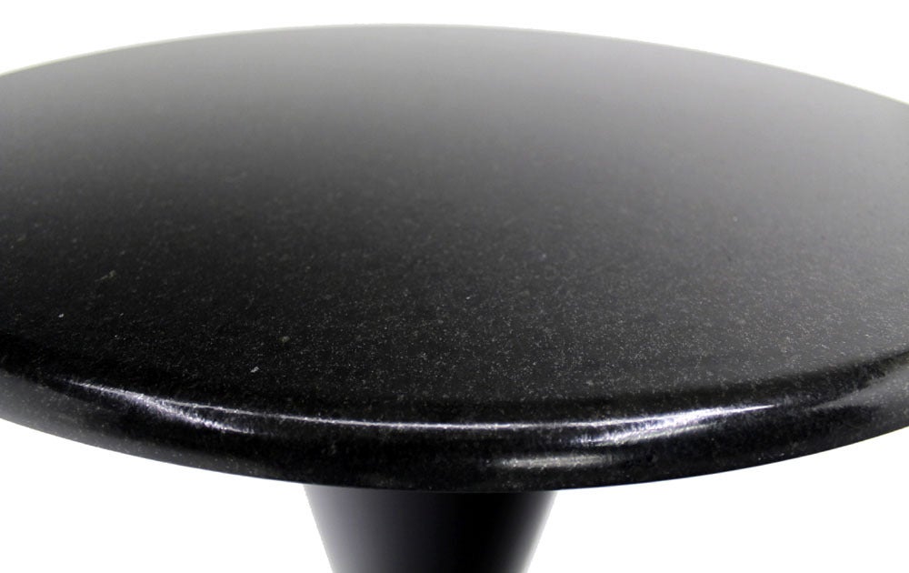 Very nice and solid cone shape metal base black grant cafe table by Apollo Woodworking and Metal corp.