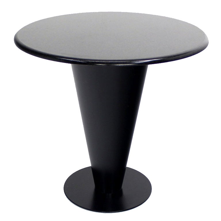 Apollo Woodworking Black Granite Top Heavy Metal Cone Base Cafe Gueridon Table