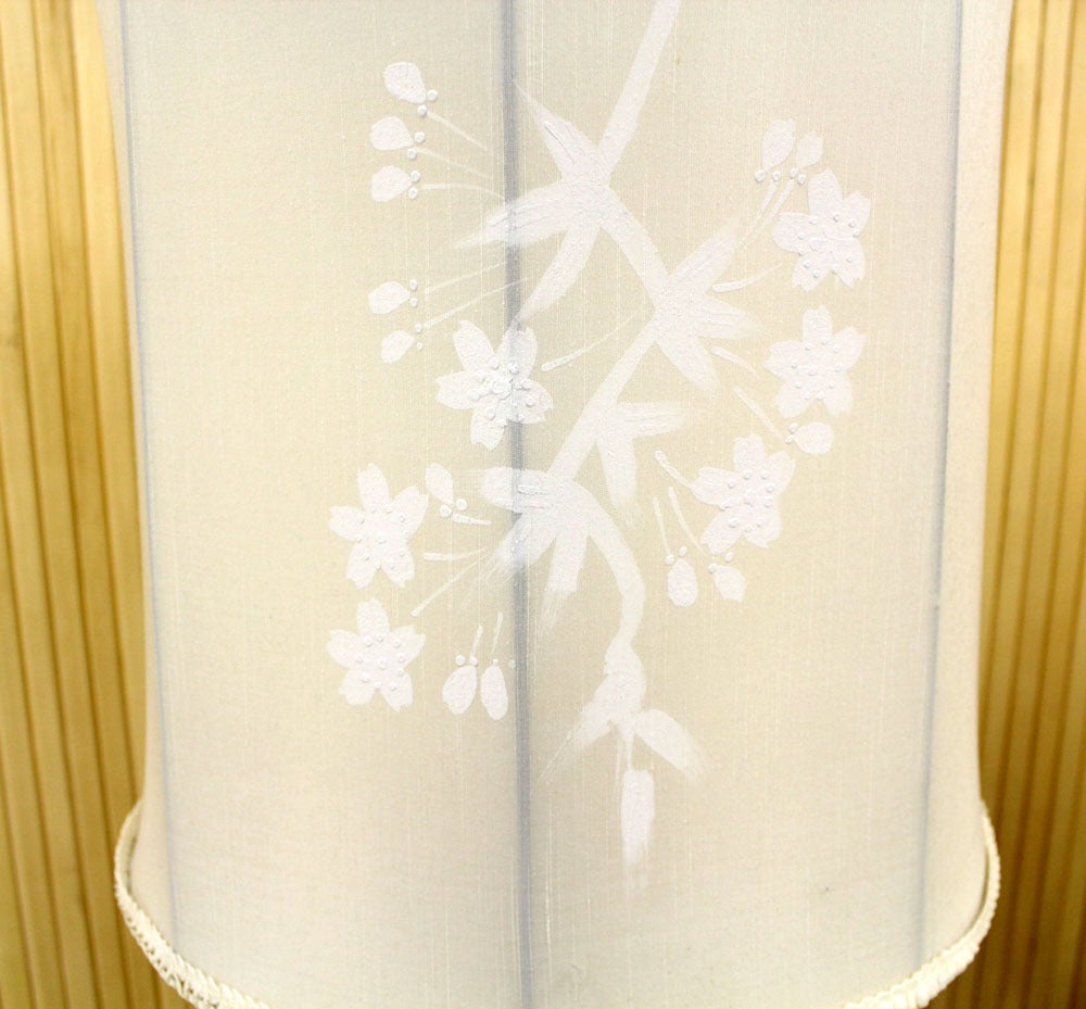 Pair of Japanese Porcelain Oriental Table Lamps with Painted Shades 1