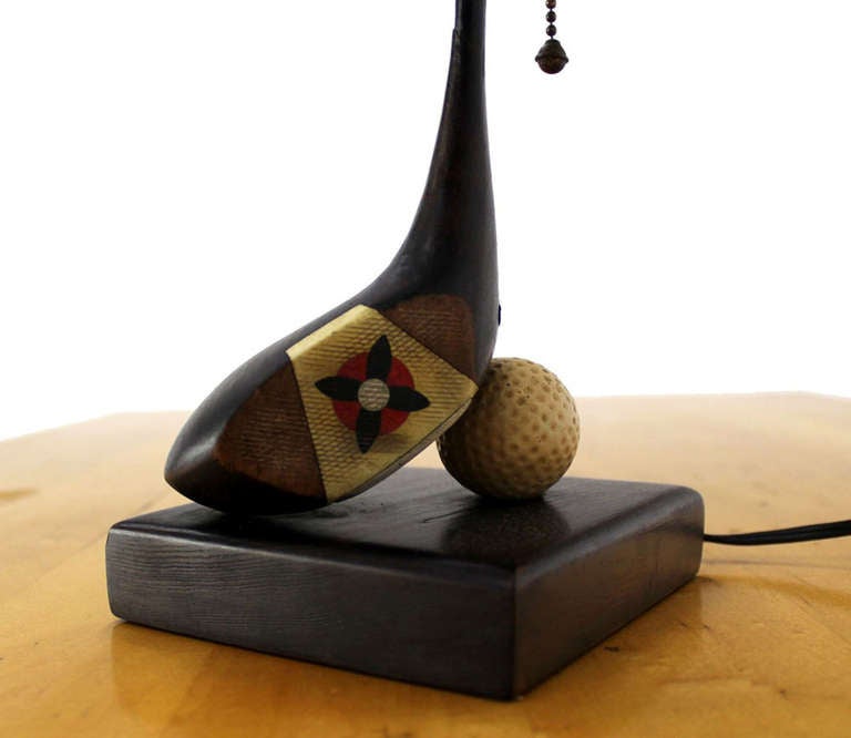Vintage Mid-Century Modern Golf Club and Ball Table Lamp
