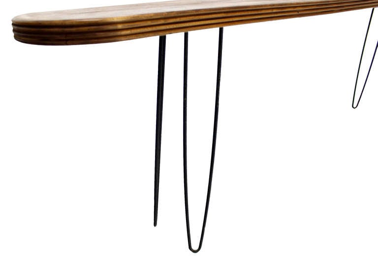 Mid-Century Modern Extra 8' Long Solid Cherry Console Table on Hair Pin Legs Mid Century