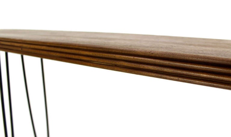 American Extra 8' Long Solid Cherry Console Table on Hair Pin Legs Mid Century