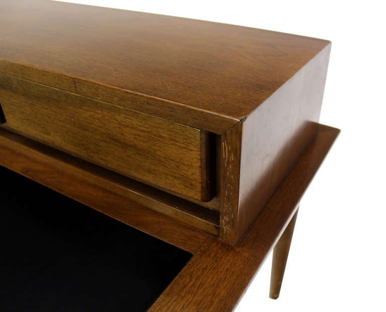 Oversize Large Mid-Century Modern Step End Coffee Table w/ Two Drawers For Sale 2